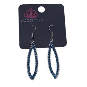 Paparazzi Treasure Trove Trinket Earrings Womens Blue Rhinestone Marquise Dangle